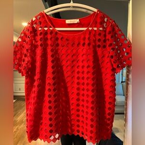 Tory Burch Red Eyelet Top